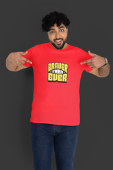 Braver Than Ever Red Round Neck T-Shirt for Men | Hello Swanky