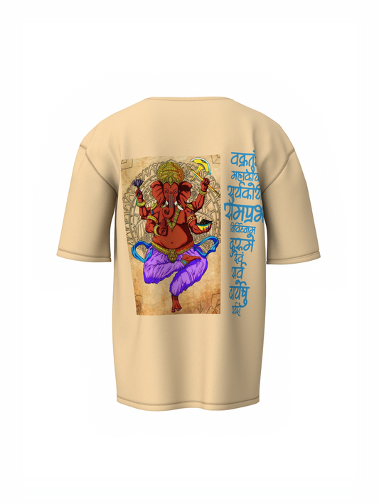 Vakratund Spiritual Beige Unisex Oversized T-Shirt