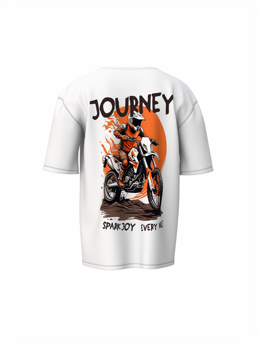 Journey Graphic Unisex White Oversized T-Shirt