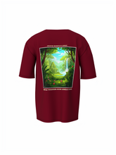 Nature Graphic Unisex Maroon Oversized T-Shirt