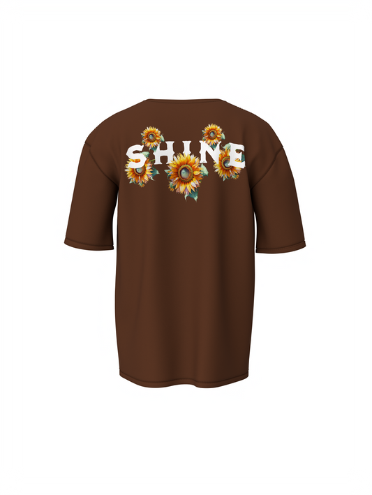 Shine Graphic Unisex Brown Oversized T-Shirt
