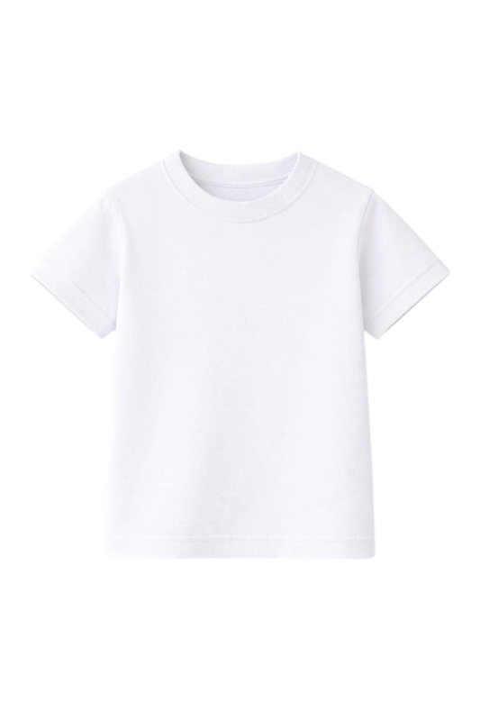 White Bulk Kids Round Neck Half Sleeve T-Shirt