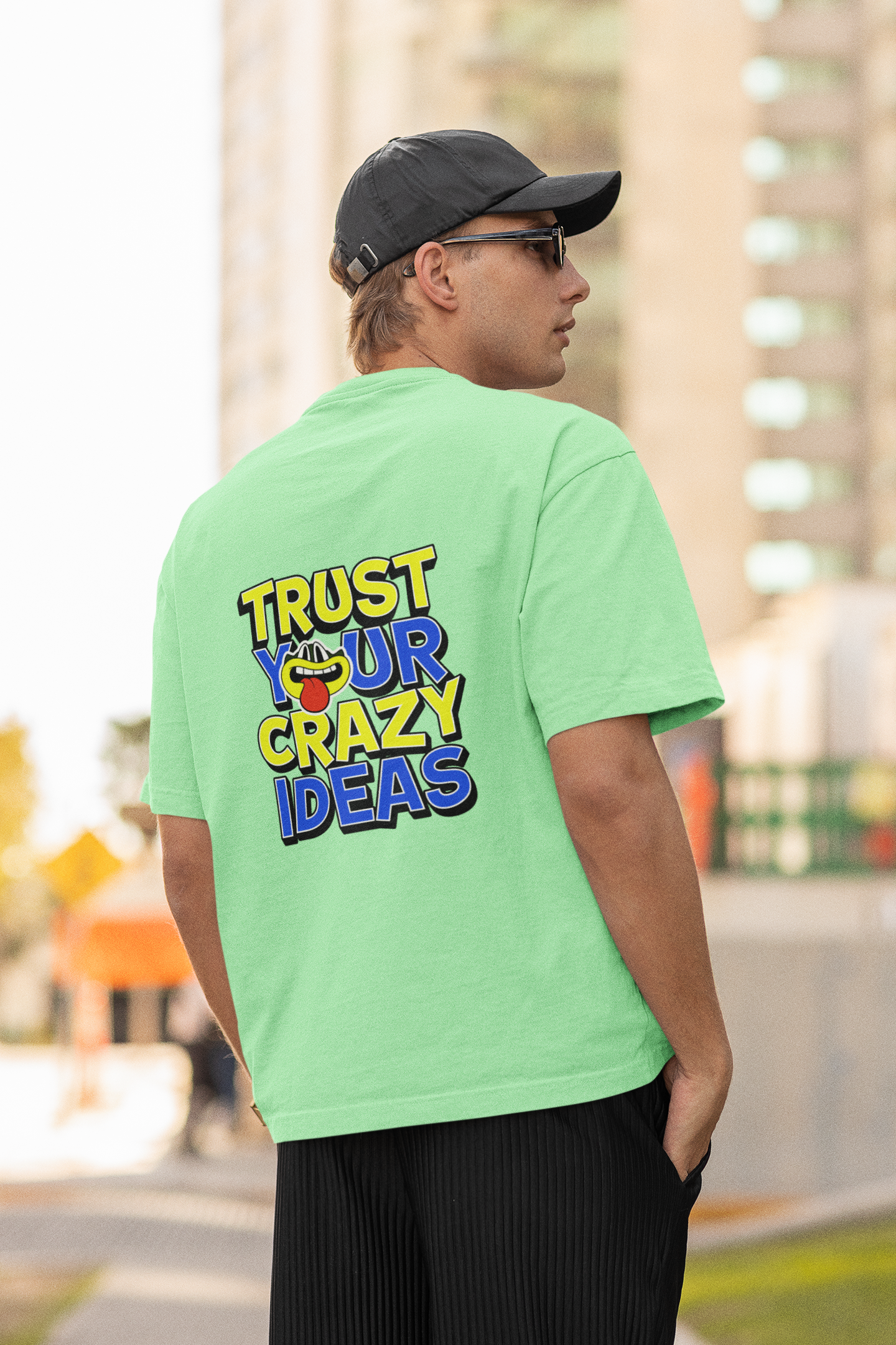 Crazy ideas half sleeve saga green oversized t-shirt for men by hello swanky