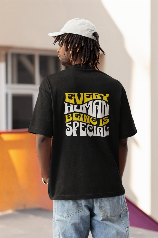 Human Being Unisex Black Oversized T-Shirt