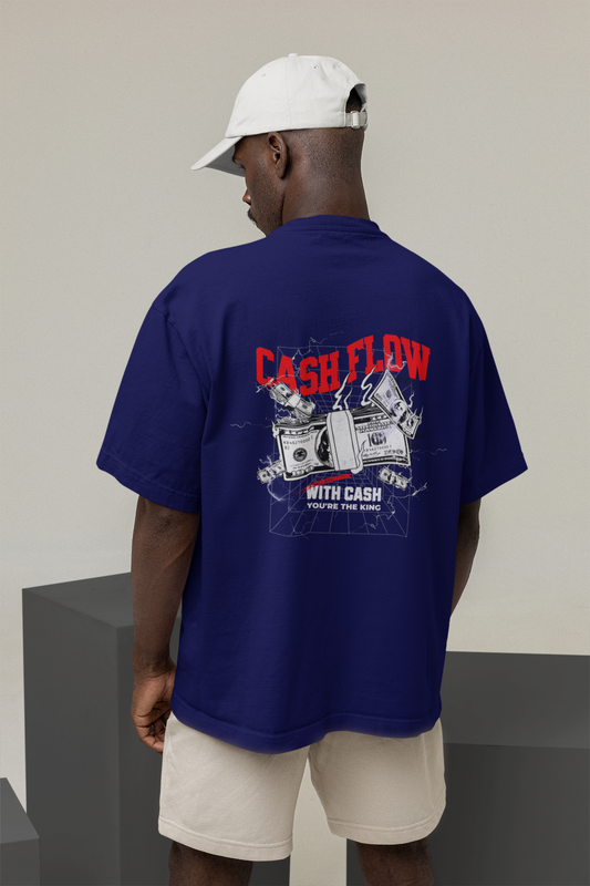Cash Flow Unisex Navy Blue Oversized T-Shirt