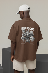 Space Unisex Brown Oversized T-Shirt