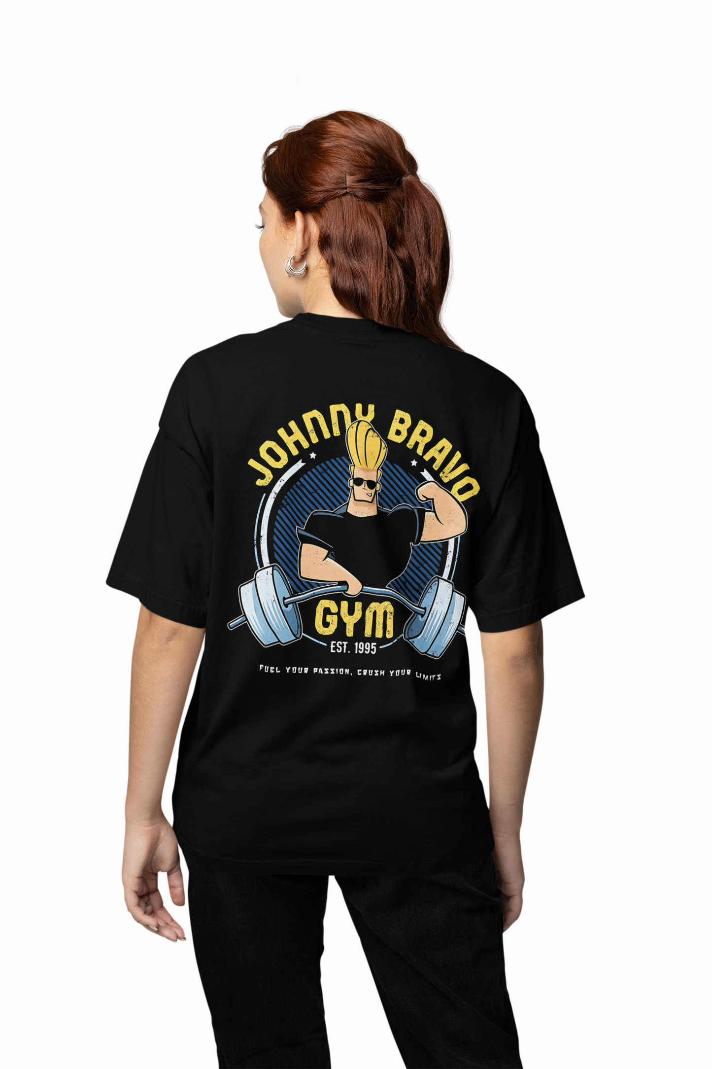 Johnny Bravo Oversized T-Shirts Fun Cartoon Streetwear