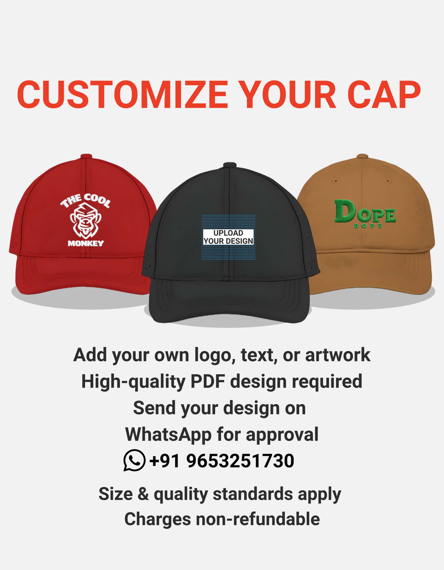 Custom Design Baseball Cap – Embroidery & DTF Printing