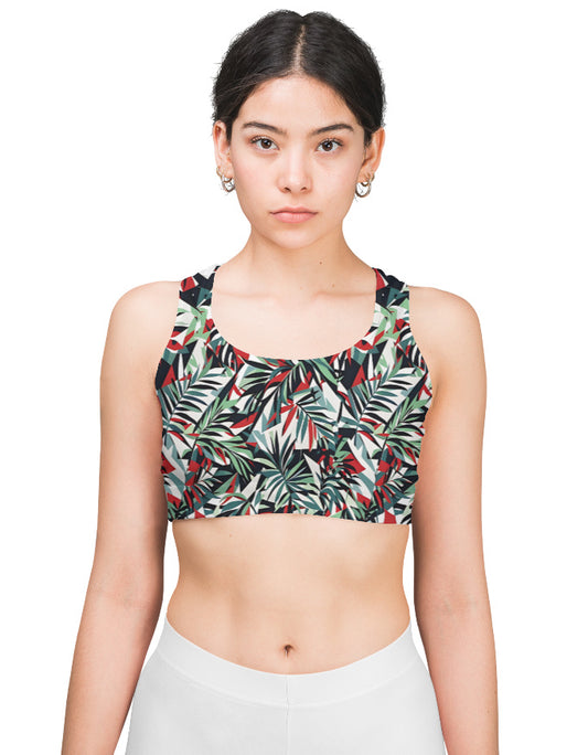 Bold Tropical Abstract Sports Bra for Women