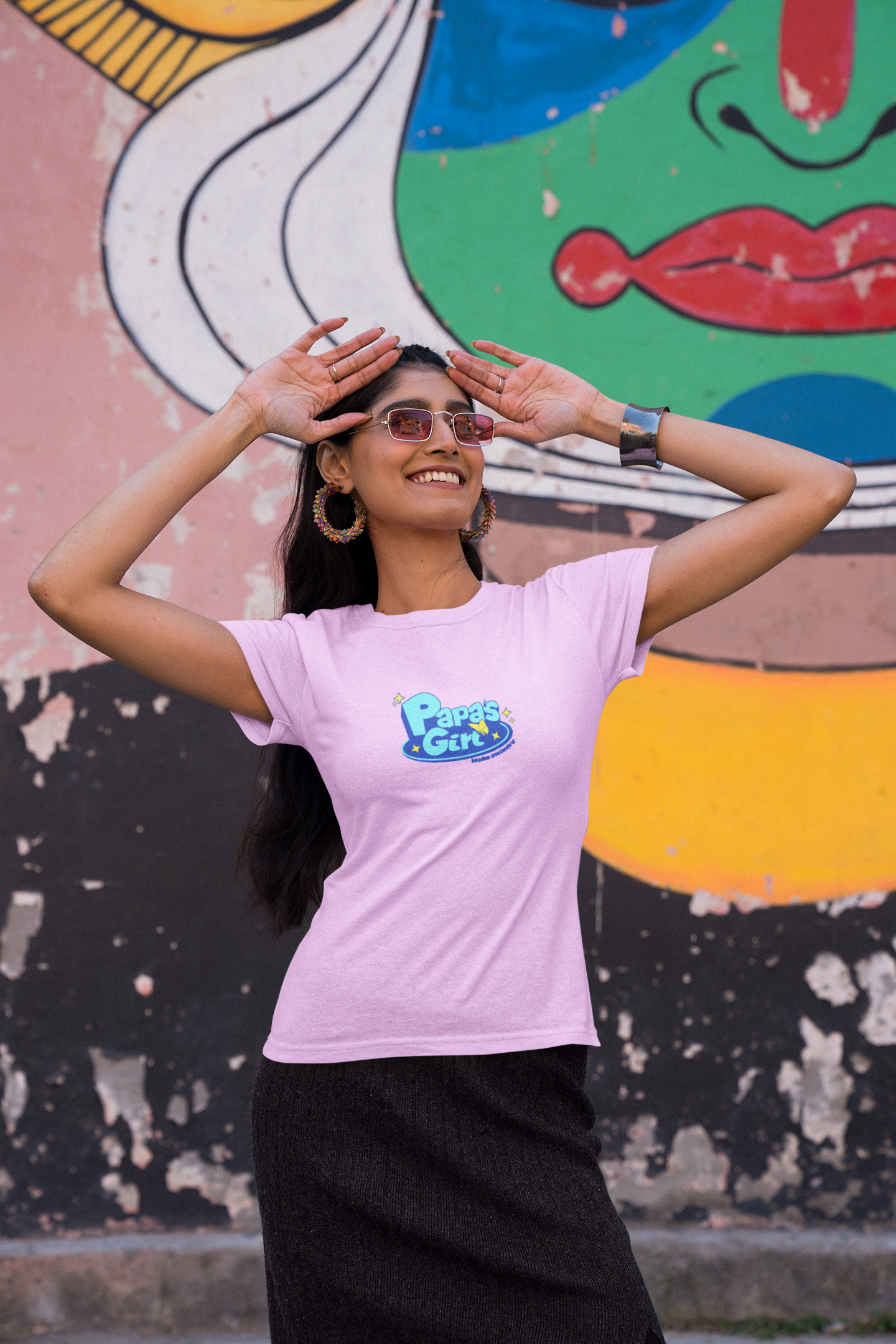 Papa’s girl half sleeve lavender round neck t-shirt for women by hello swanky