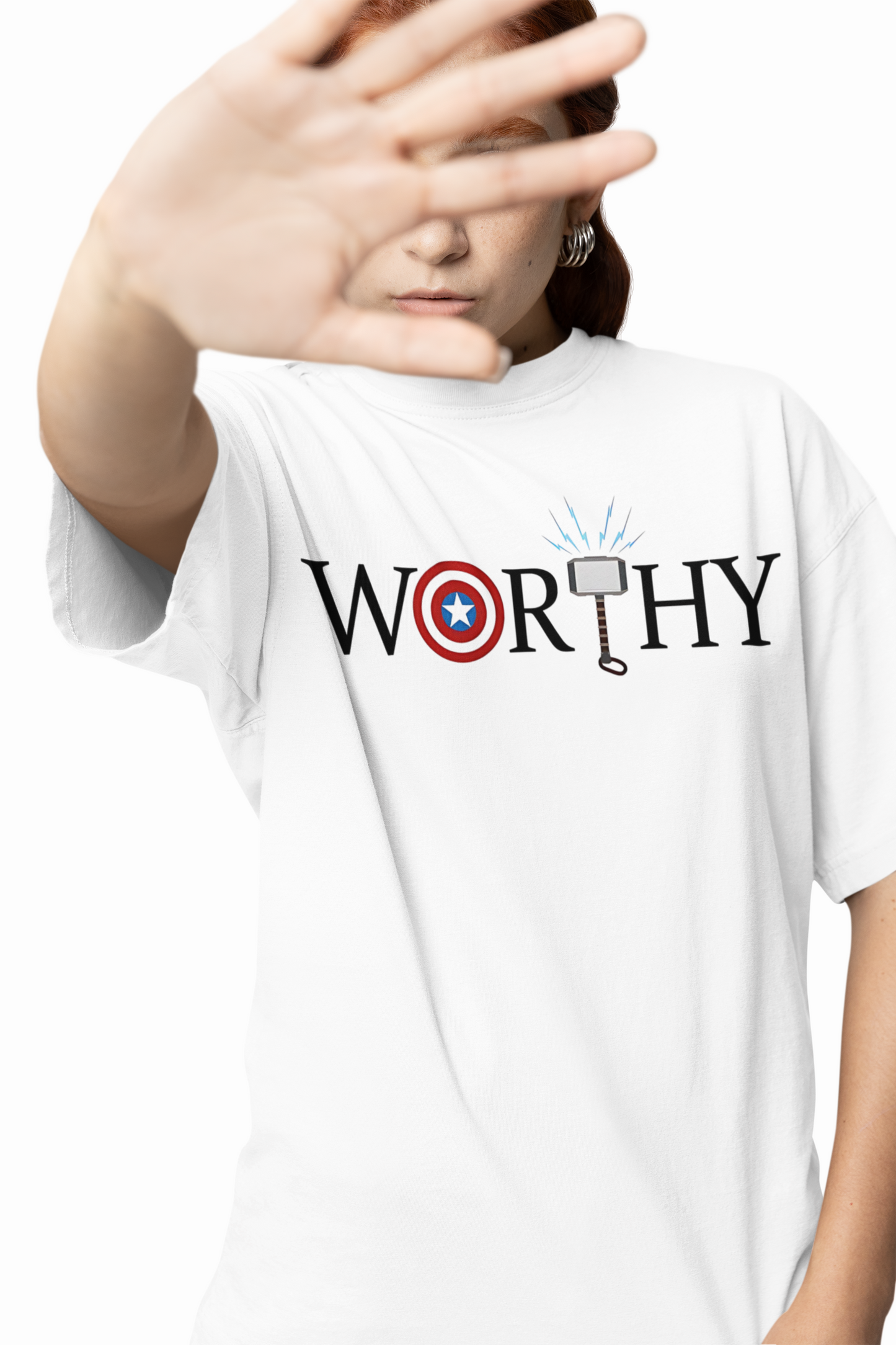 Worthy Captain America White Oversized T-Shirt Daily Wear