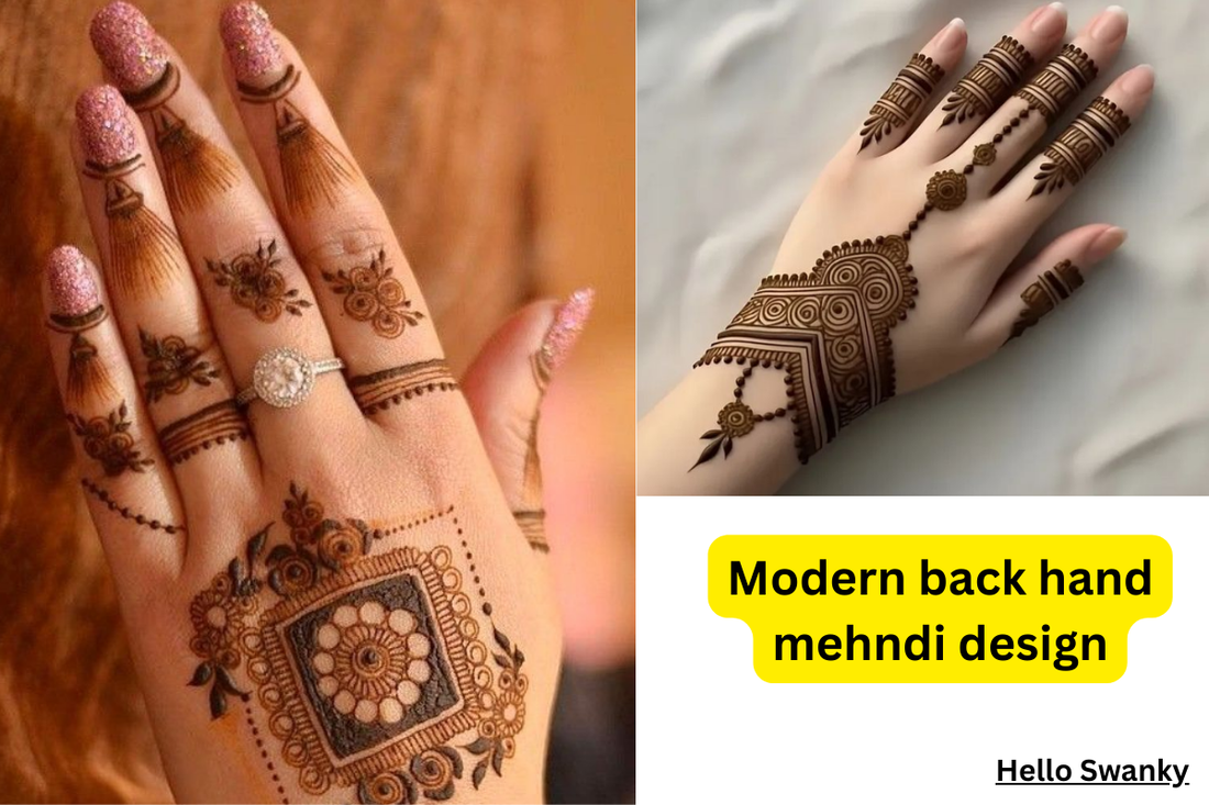 Modern back hand mehndi design