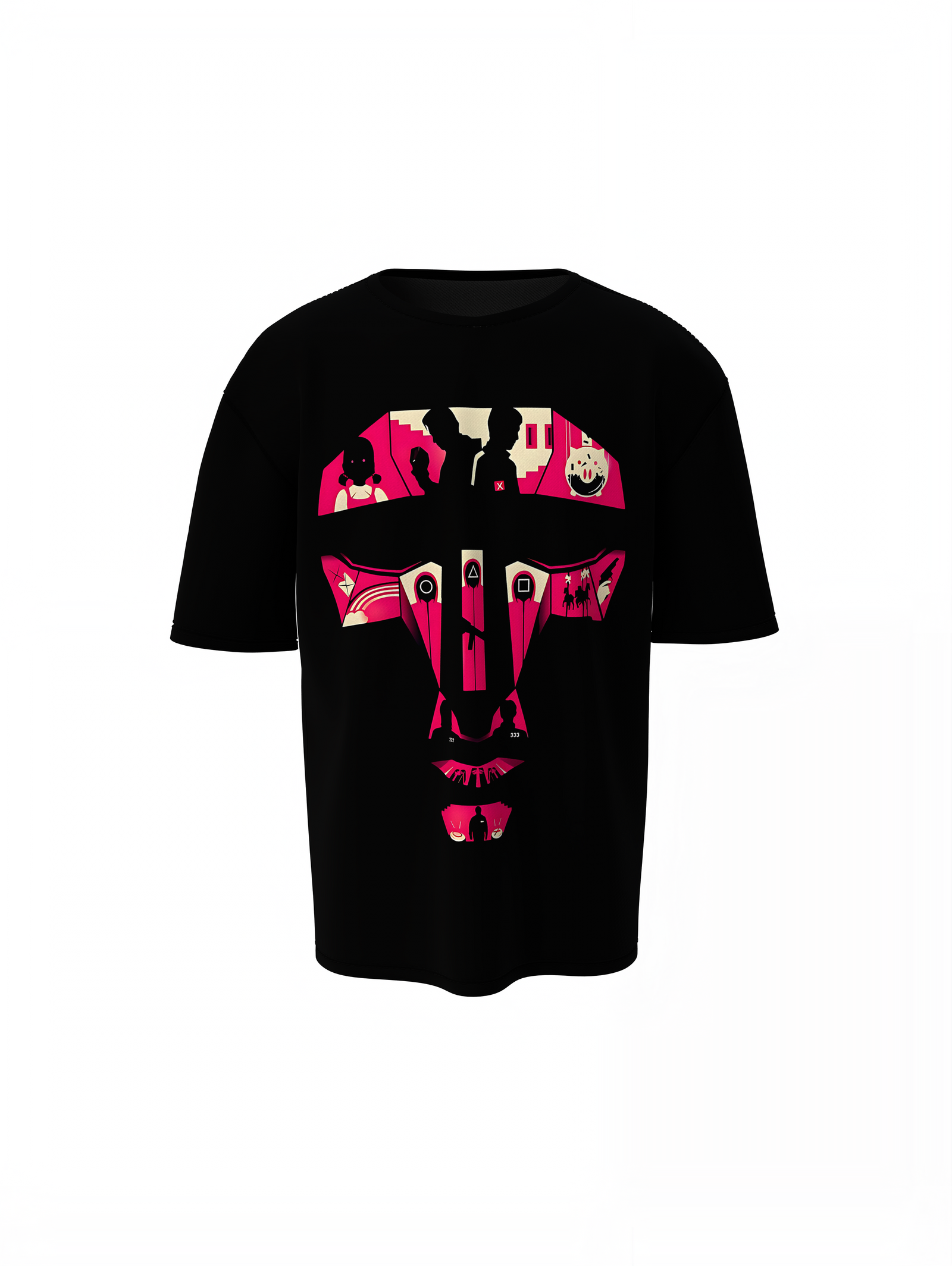 Squid Game Mask Oversized T-Shirt for Bold Pop Culture Styles