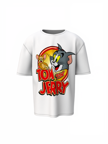 Sweet Tom And Jerry Oversized T-Shirt Cute Cartoon Style Tee