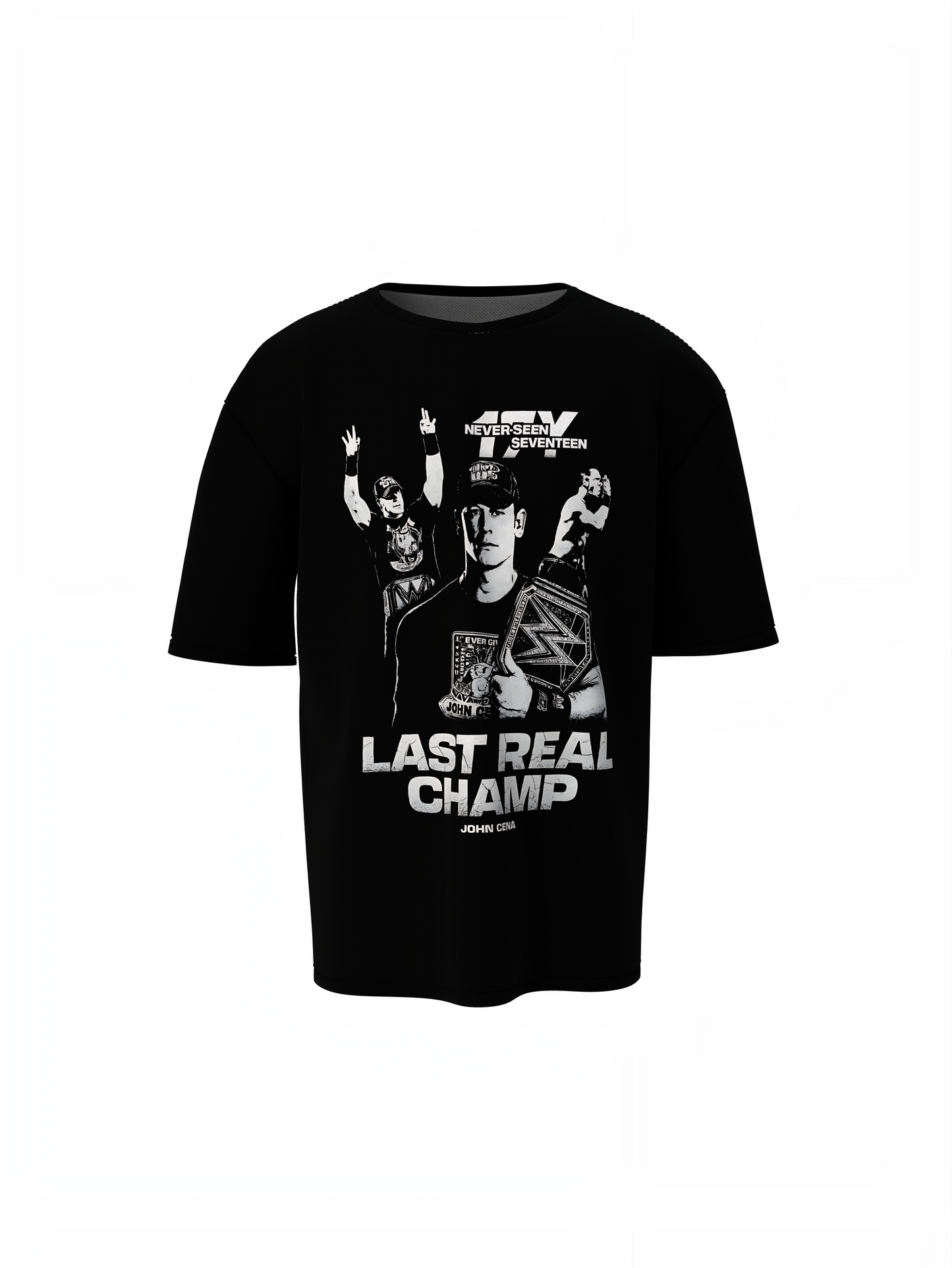 Real Champ Oversized T-Shirts Black Graphic Casual Wear