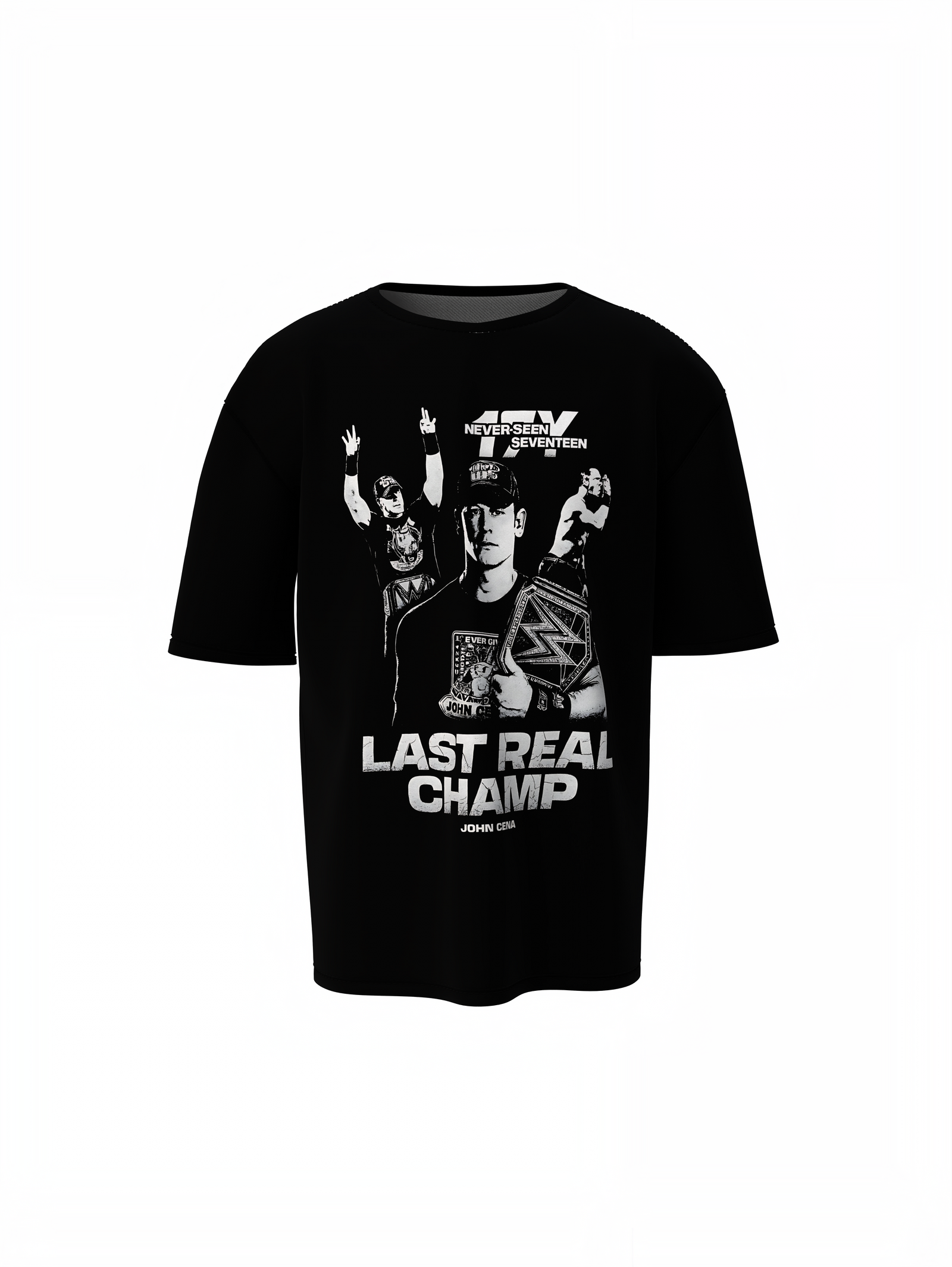 Real Champ Oversized T-Shirts Black Graphic Casual Wear
