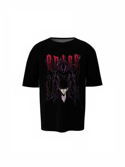 Level Up Black Oversized T-Shirt for Trendy Streetwear
