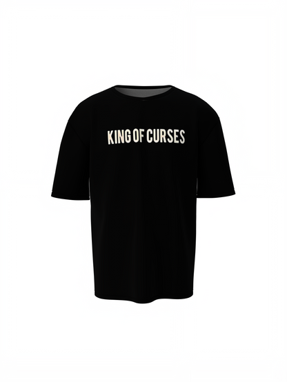 King Of Curses Black Oversized T-Shirts Trendy Casual Wear