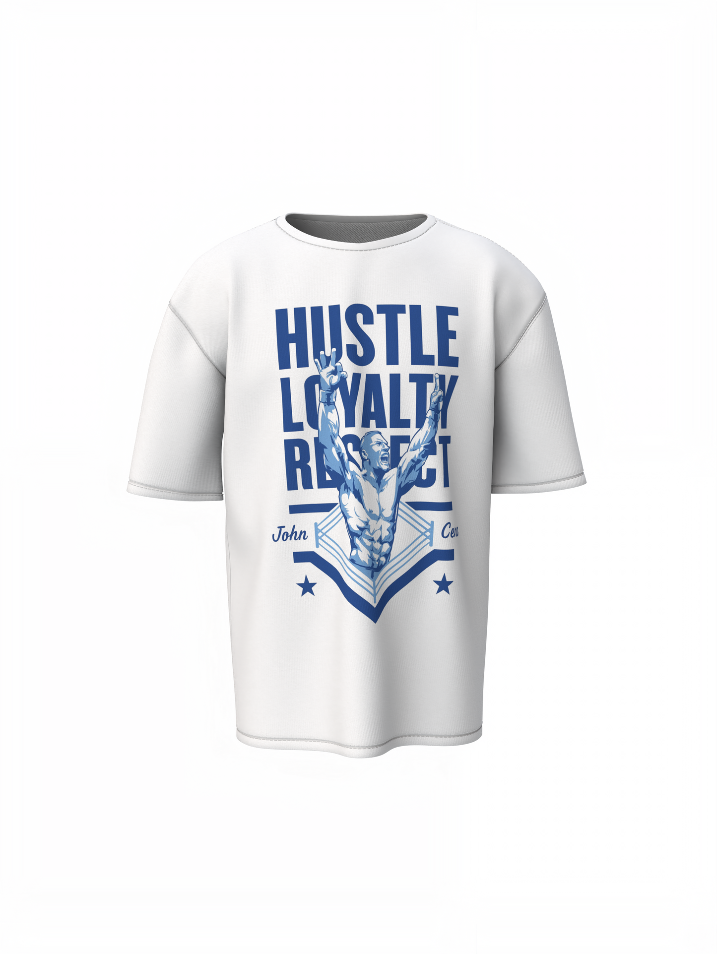 Hustle John Cena Oversized T-Shirts Bold WWE Streetwear