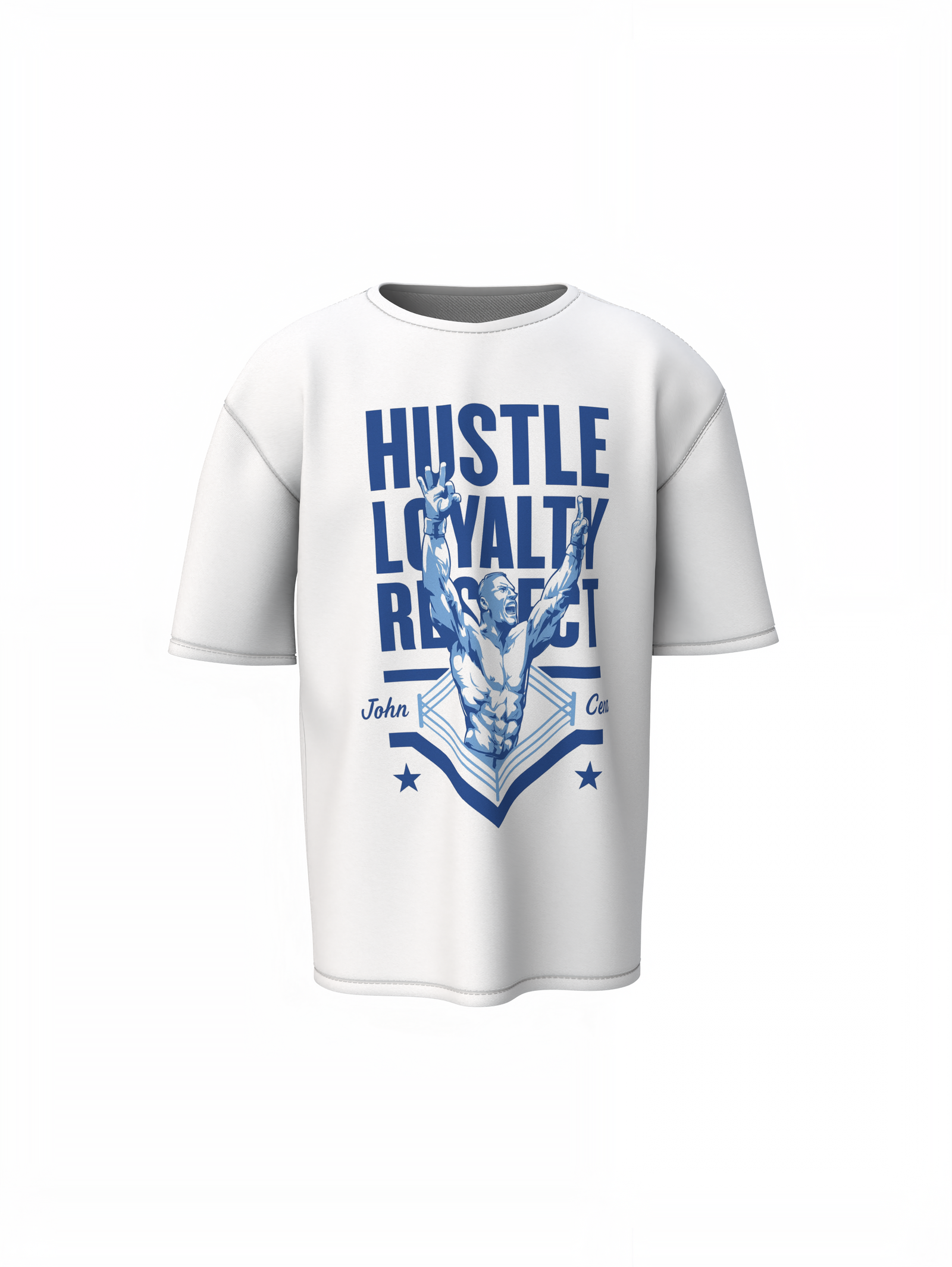 Hustle John Cena Oversized T-Shirts Bold WWE Streetwear