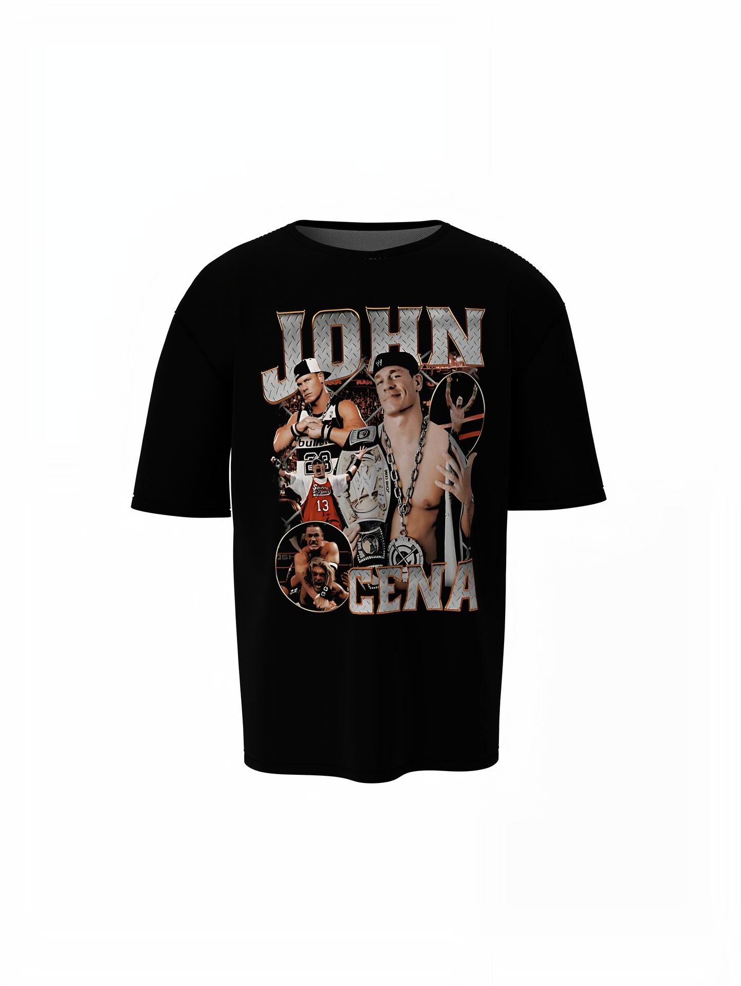 Black WWE John Cena Oversized T-Shirt for Wrestling Fan Style