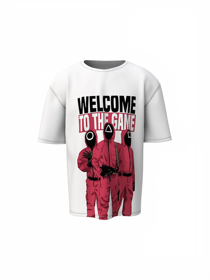 Welcome To The Game White Oversized T-Shirt for Daily Style