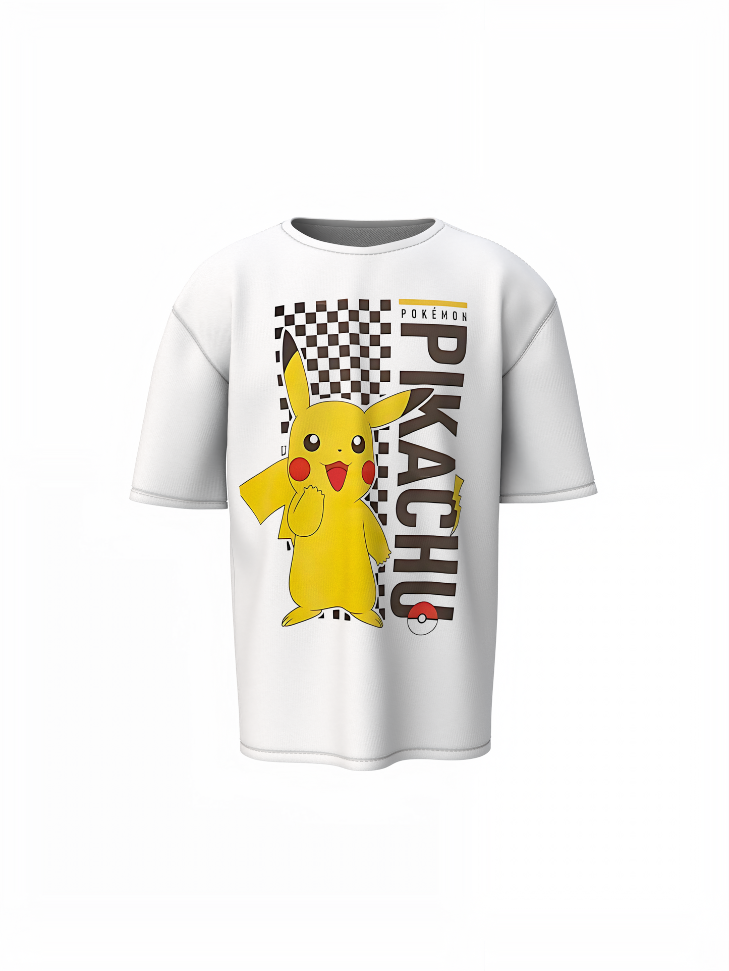 Pikachu Ball Oversized White T-Shirt–Bold & Comfy Streetwear