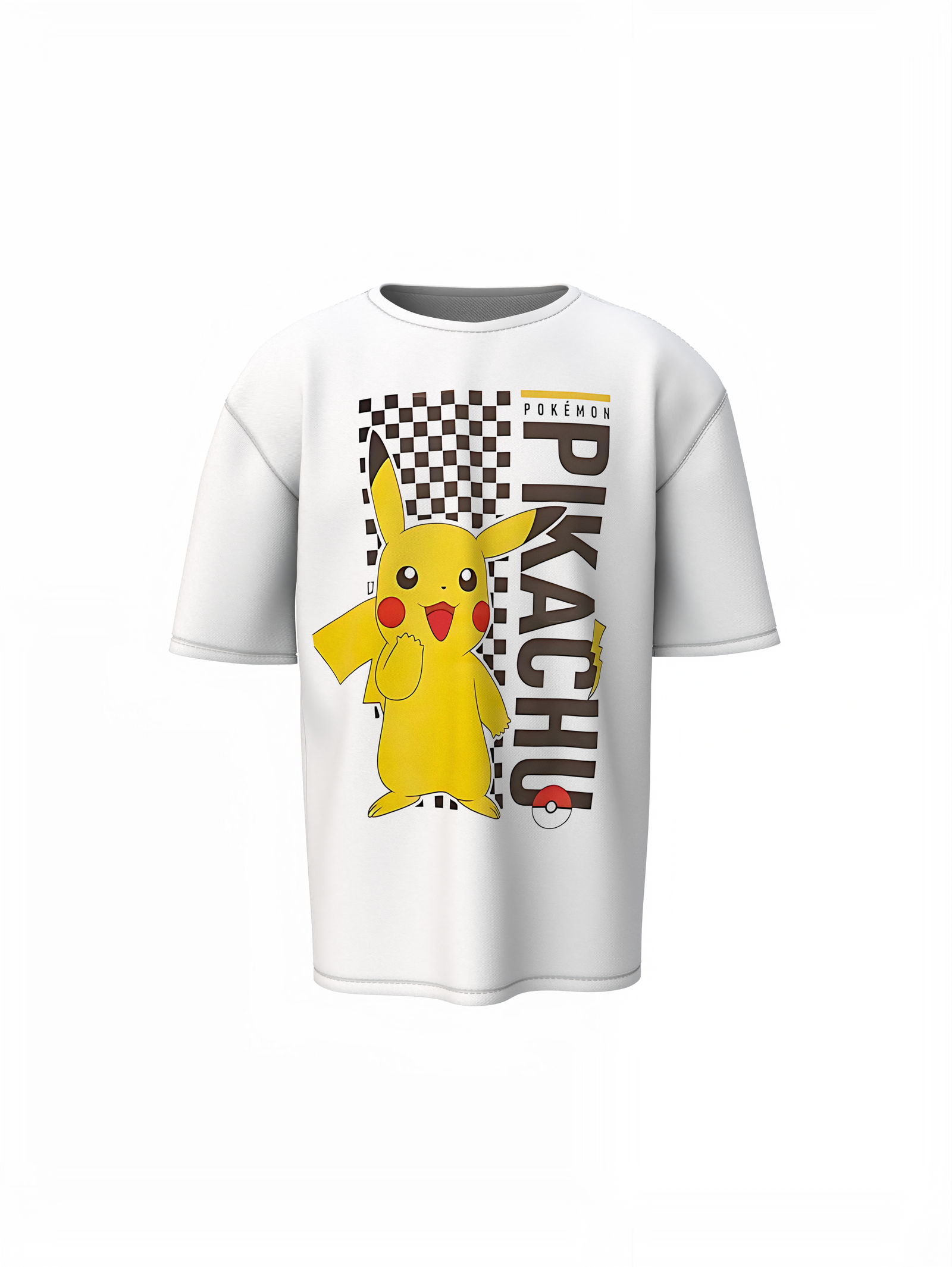 Pikachu Ball Oversized White T-Shirt–Bold & Comfy Streetwear