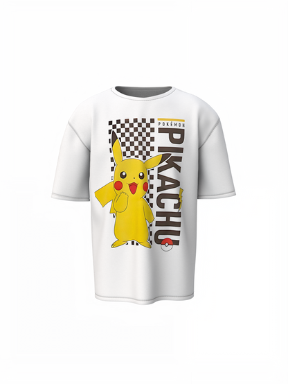 Pikachu Ball Oversized White T-Shirt–Bold & Comfy Streetwear