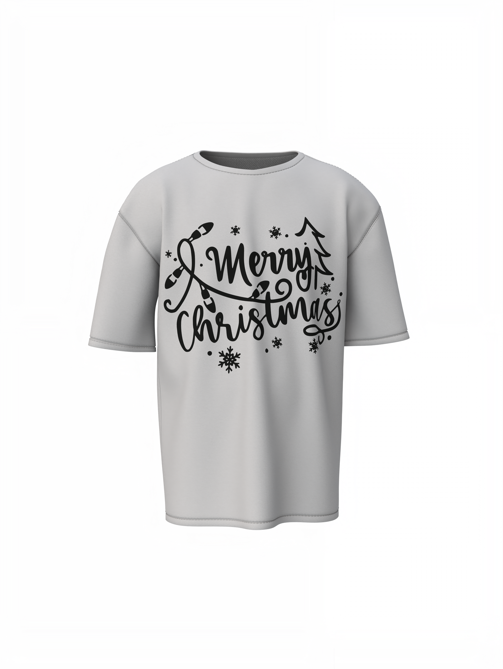 Santa Merry Christmas Tree Oversized T-Shirts Festive Wears