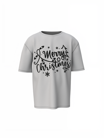 Santa Merry Christmas Tree Oversized T-Shirts Festive Wears