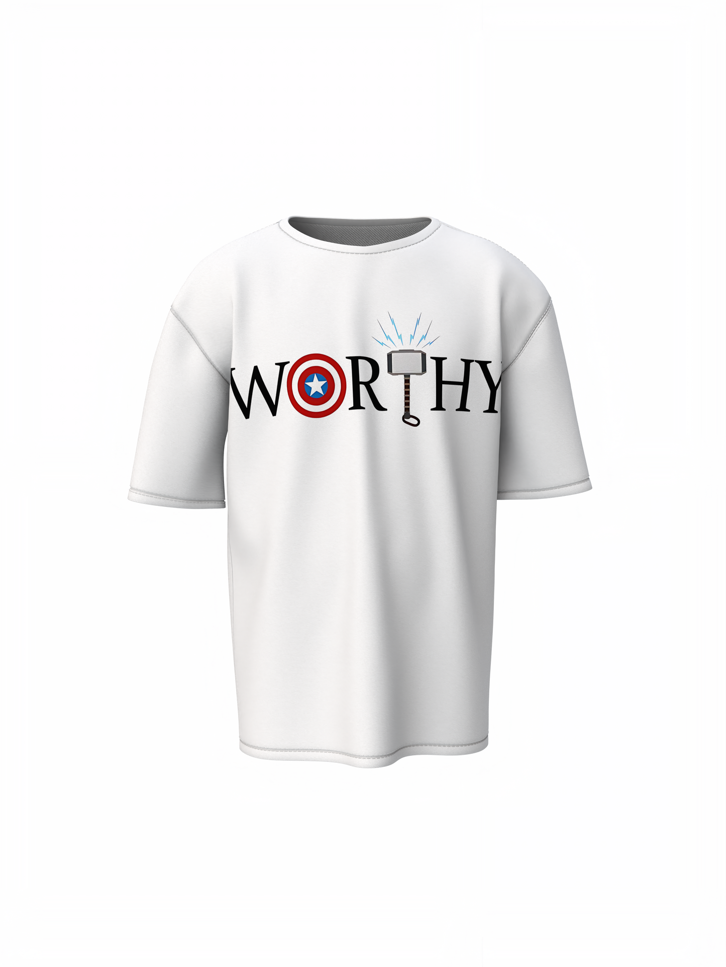 Worthy Captain America White Oversized T-Shirt Daily Wear