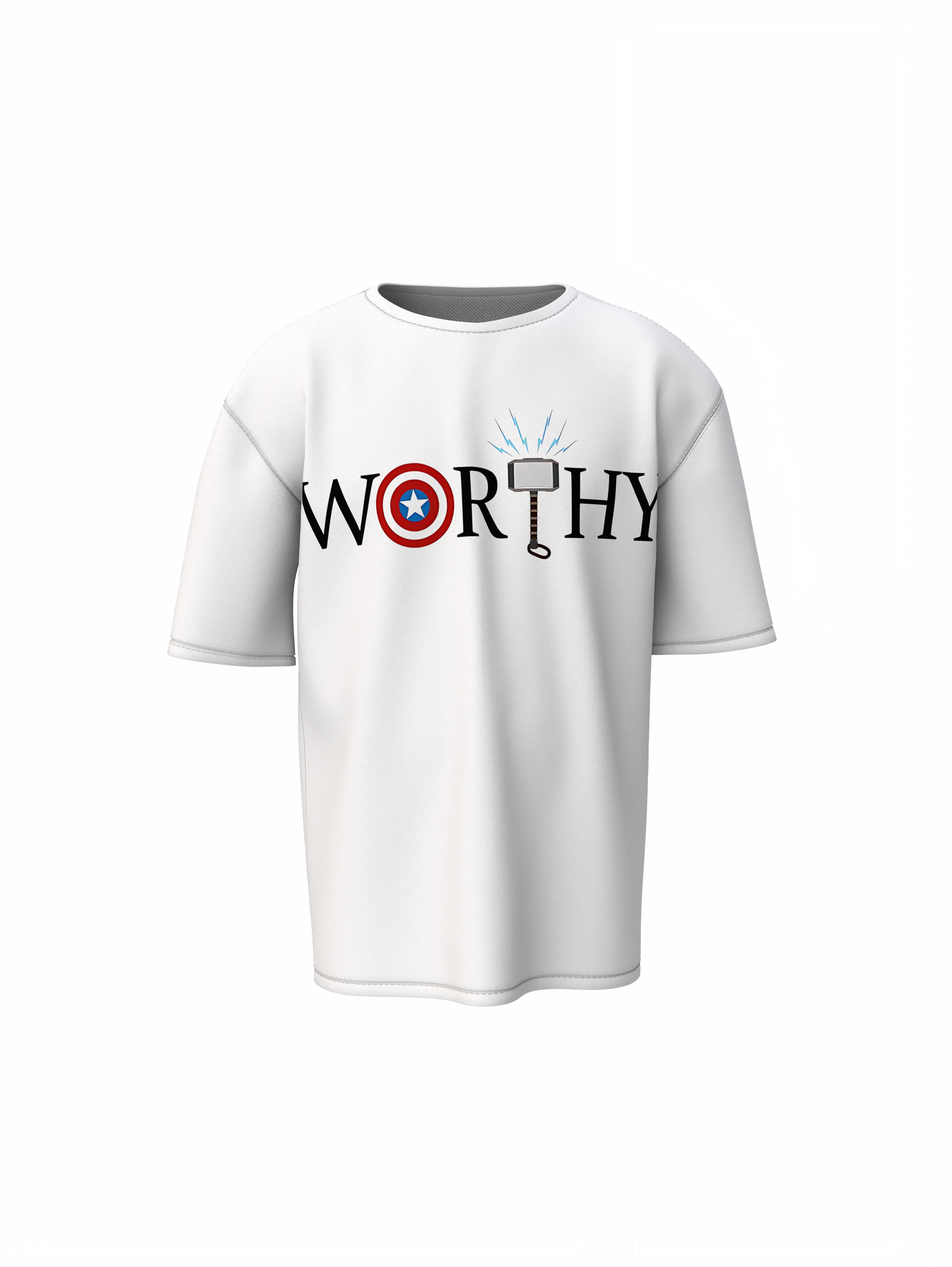 Worthy Captain America White Oversized T-Shirt Daily Wear