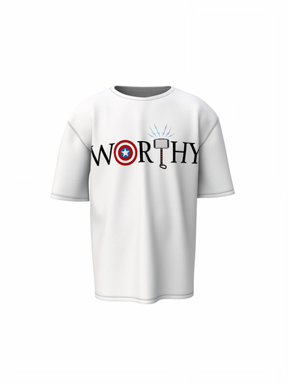 Worthy Captain America White Oversized T-Shirt Daily Wear