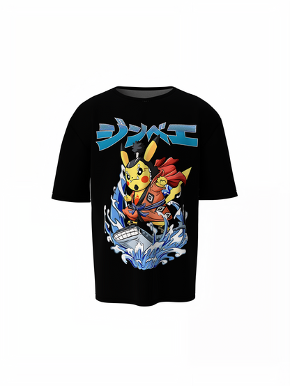Pikachu Jinbe Oversized T-Shirt – Cute Anime Streetwear Design