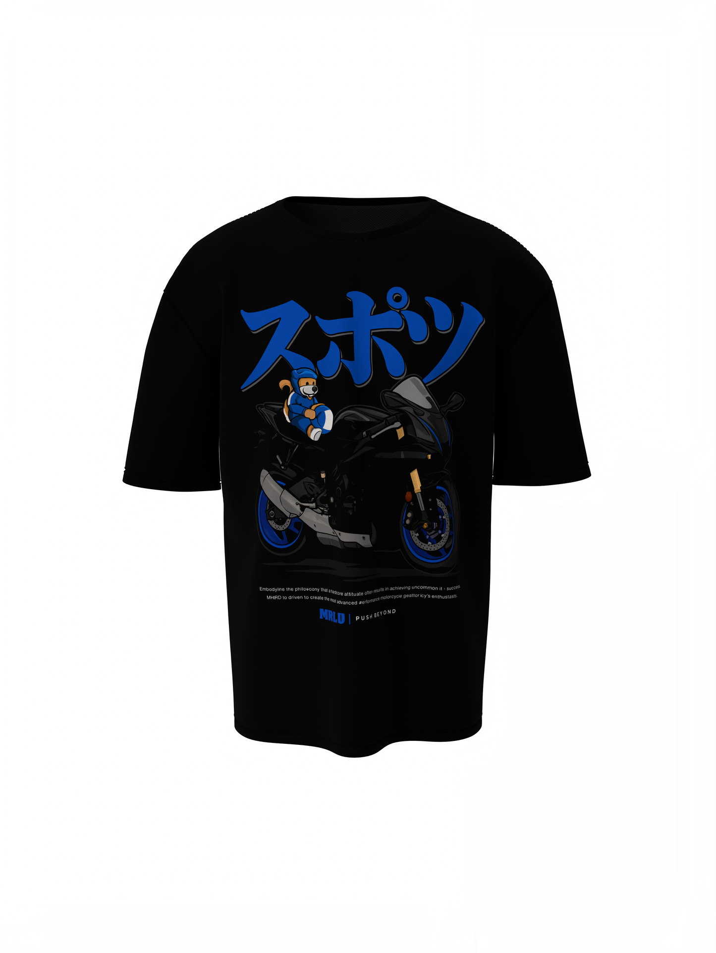 R1 Rider Oversized T-Shirt Black Racing Graphic Casual Tee