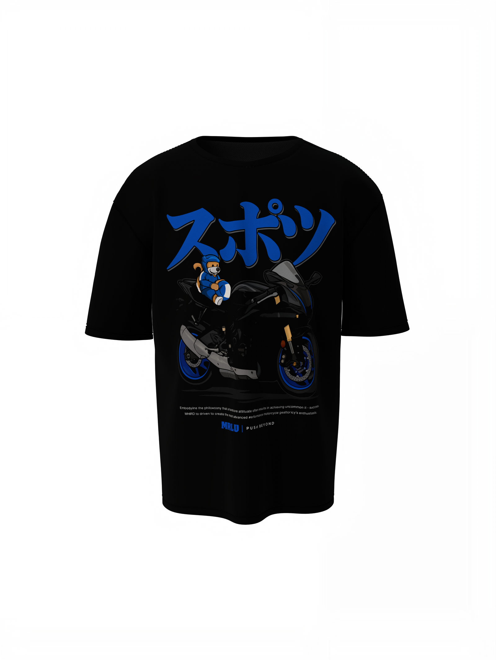 R1 Rider Oversized T-Shirt Black Racing Graphic Casual Tee