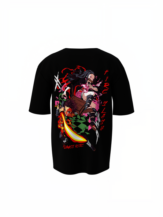 Fire Slash Oversized T-Shirts
