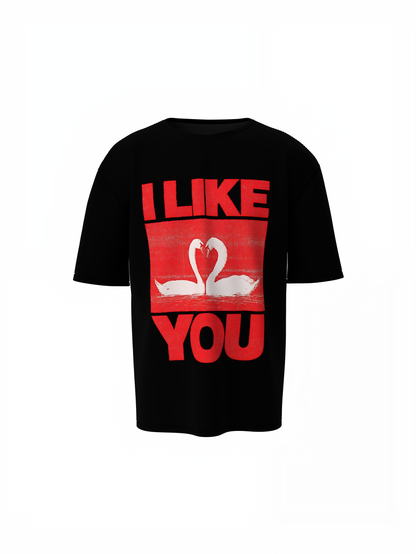 Love Bird Graphic Oversized T-Shirt for Cute Couple Look