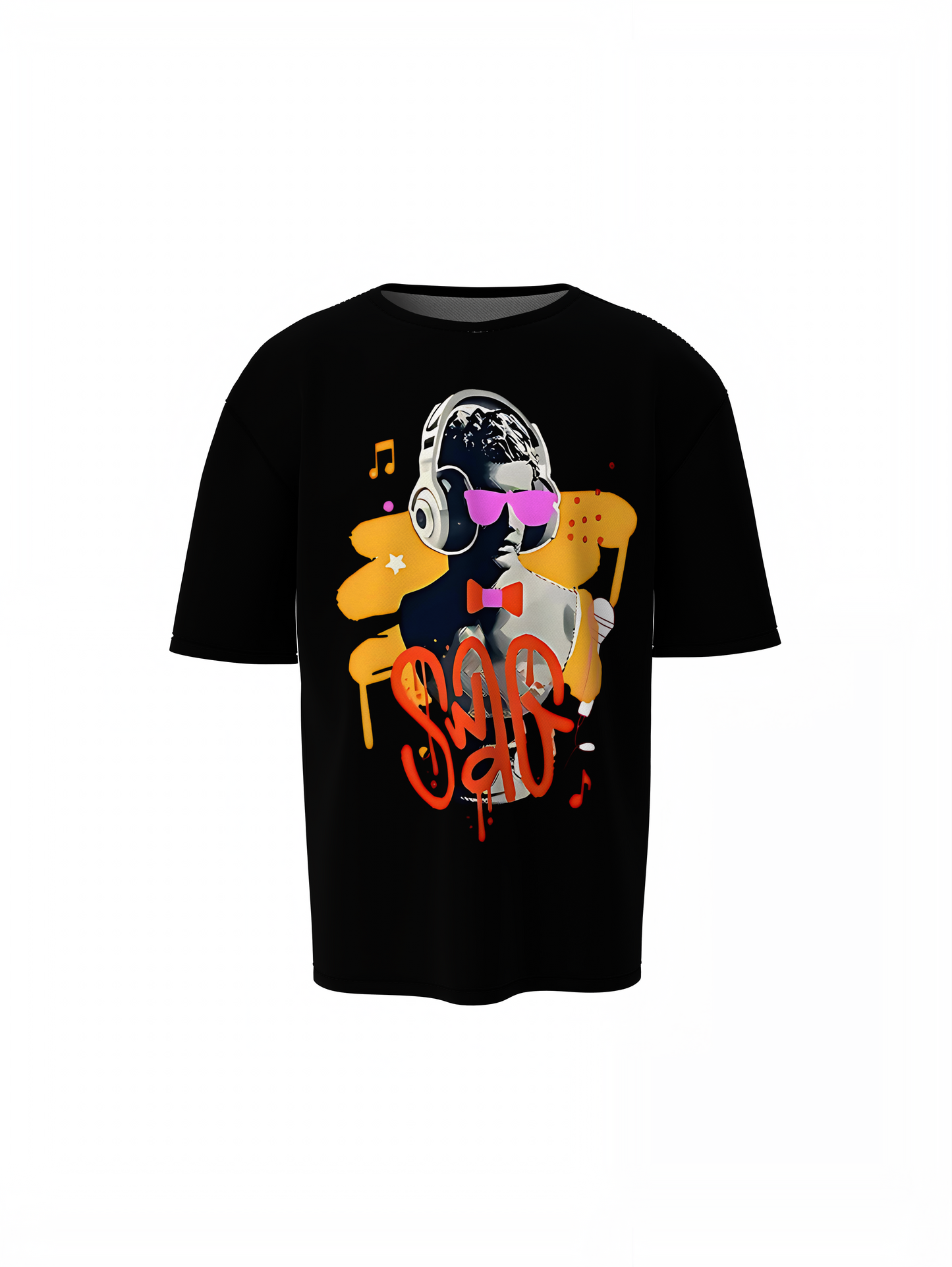 Statue Headphones Oversized T-Shirt Trendy Art Streetwear