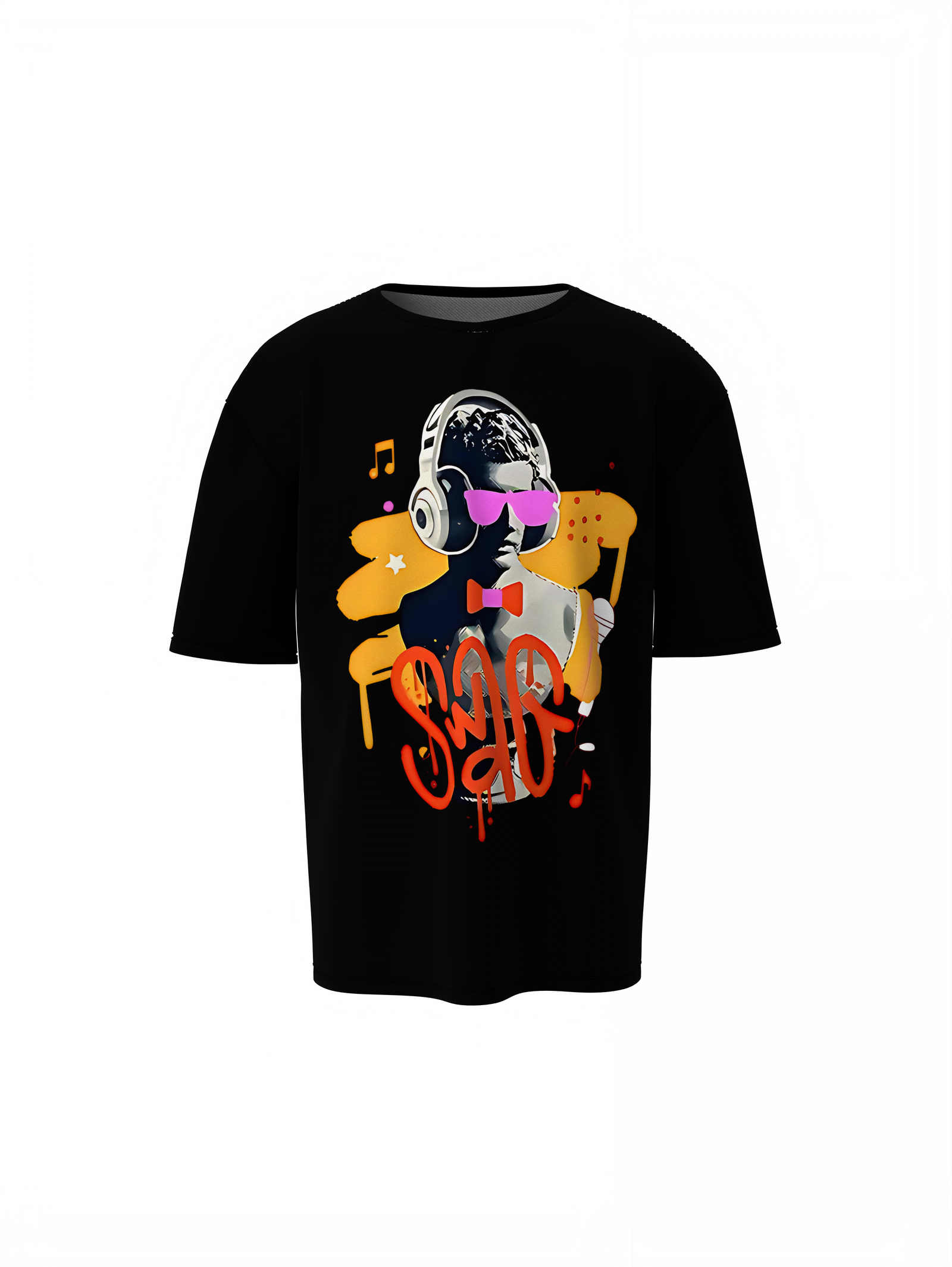 Statue Headphones Oversized T-Shirt Trendy Art Streetwear