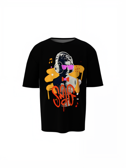Statue Headphones Oversized T-Shirt Trendy Art Streetwear