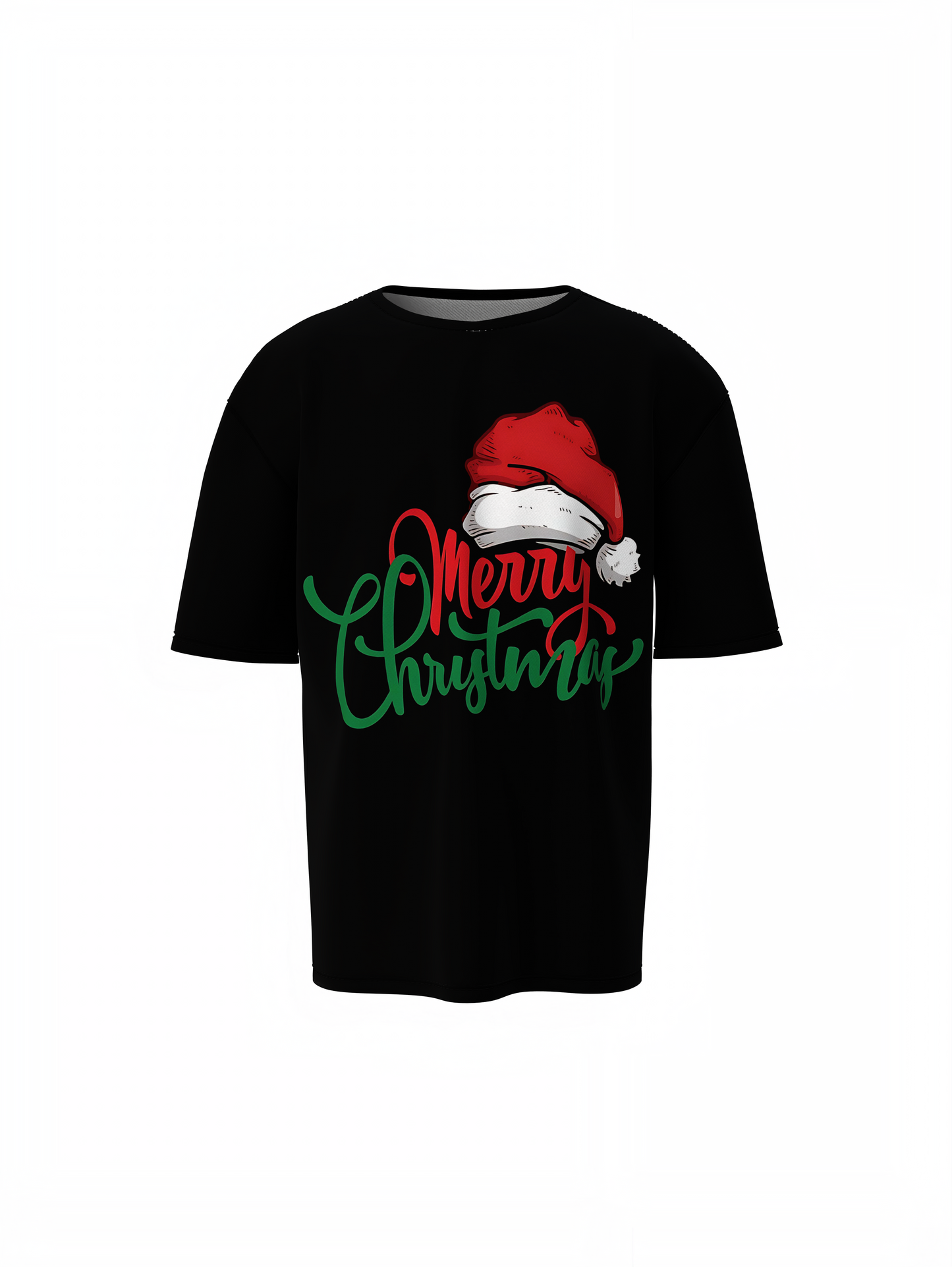 Merry Christmas Cap Oversized T-Shirts for Holiday Style