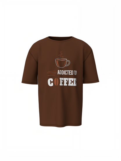 Addicted To Coffee Oversized T-Shirt Men Stylish Streetwear