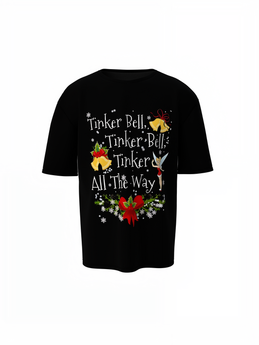 Tinker Bell Oversized T-Shirt Cute Fairy Graphic Tee for Women