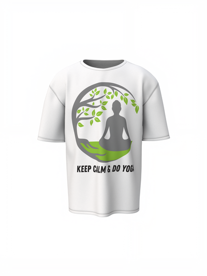Keep Calm Oversized Yoga T-Shirt Relaxed Mindful Streetwear