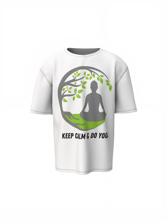 Keep Calm Oversized Yoga T-Shirt Relaxed Mindful Streetwear