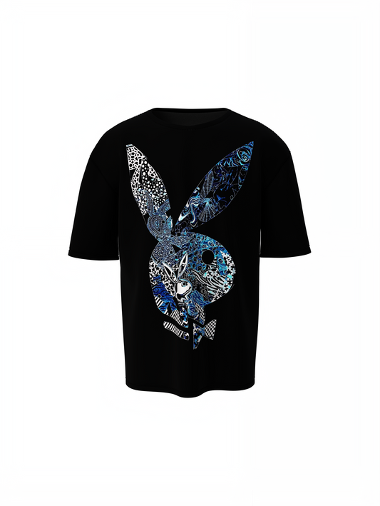 Playboy Iconic Print Black Oversized T-Shirt – Bold Streetwear