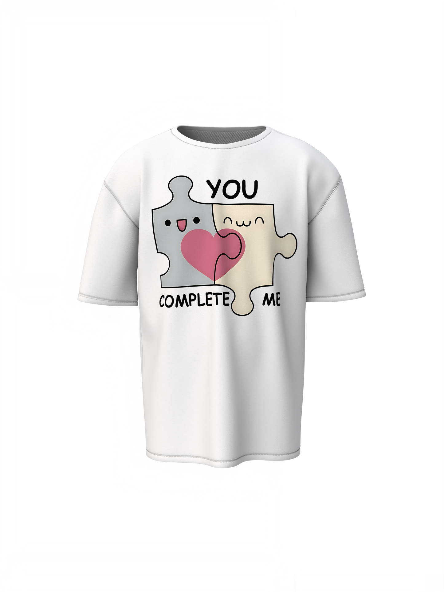 You Complete Me Oversized T-Shirt Romantic Graphic Style