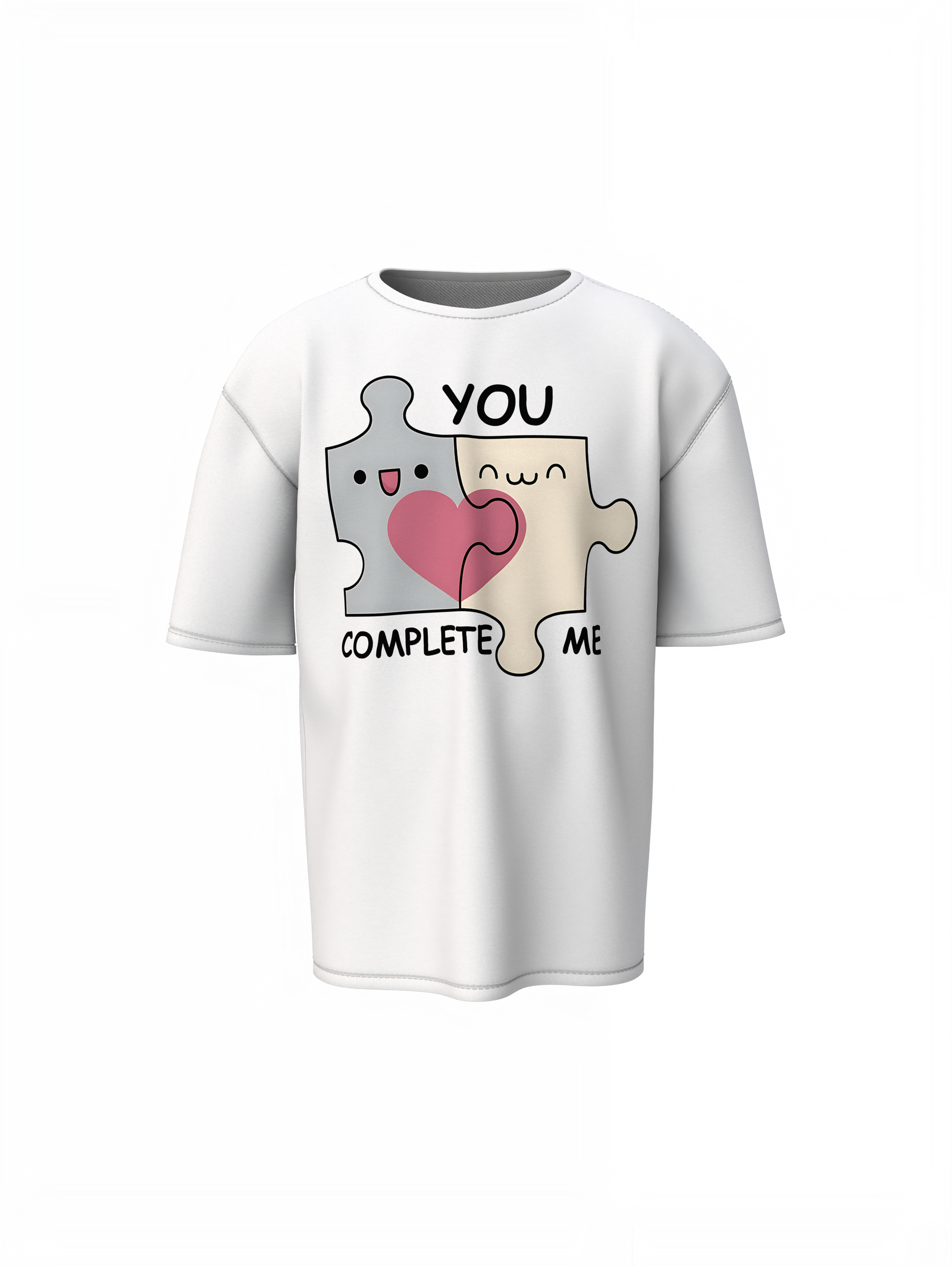 You Complete Me Oversized T-Shirt Romantic Graphic Style